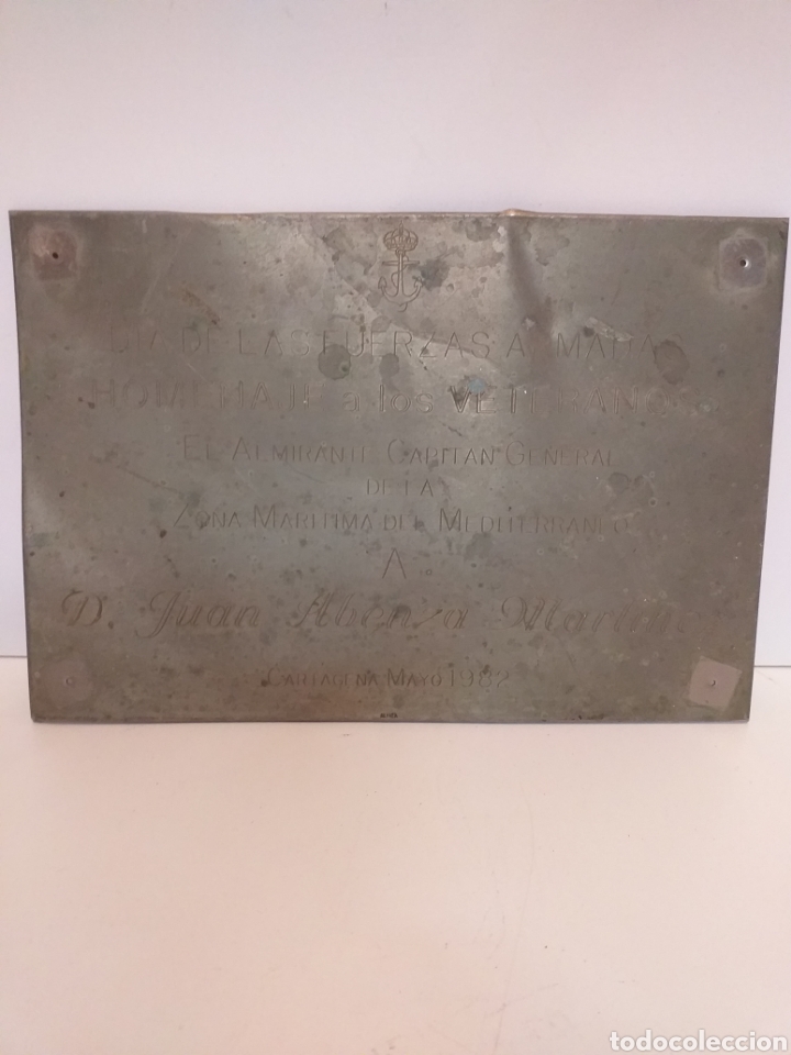 Military Antiques: Placa de homenaje al veterano D. Juan Abenza Martinez. A&ntilde;o 1982.