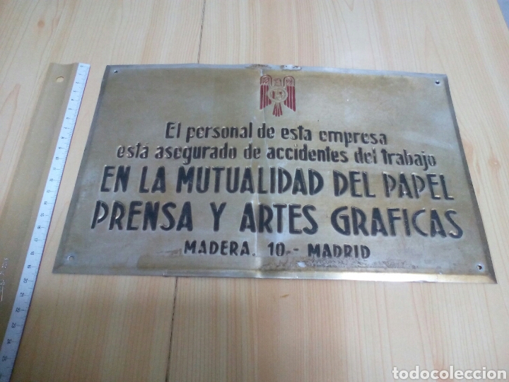 Military Antiques: ANTIGUA PLACA PARED SEU. MUTUALIDAD DEL PAPEL PRENSA Y ARTES GR&Aacute;FICAS.
