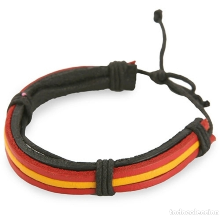 Military Antiques: Pulsera de cuero Espa&ntilde;a y de regalo otra pulsera bandera Espa&ntilde;a las. 2.ajustables