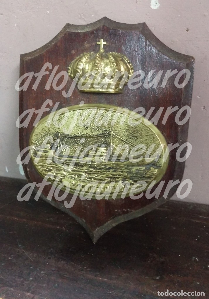 Military Antiques: Antigua y rara metopa en bronce y madera. marina espa&ntilde;ola buque TEIDE