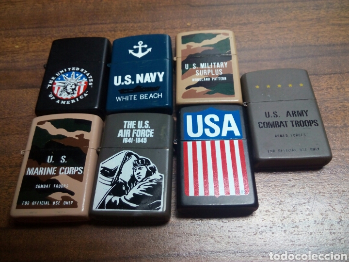 Military Antiques: Lote 7 mecheros tipo Zippo