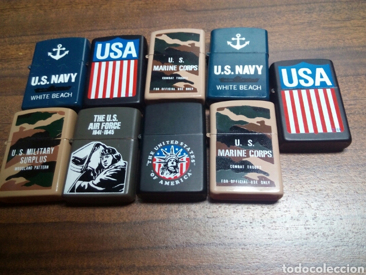 Military Antiques: Lote 9 mecheros tipo Zippo