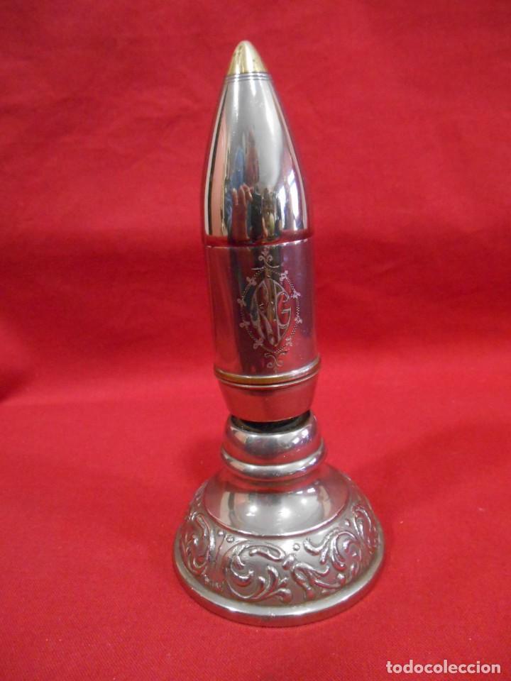 Militaria: ANTIGUO OBUS CONVERTIDO EN MECHERO - ARTE DE TRINCHERAS - GUERRA CIVIL -