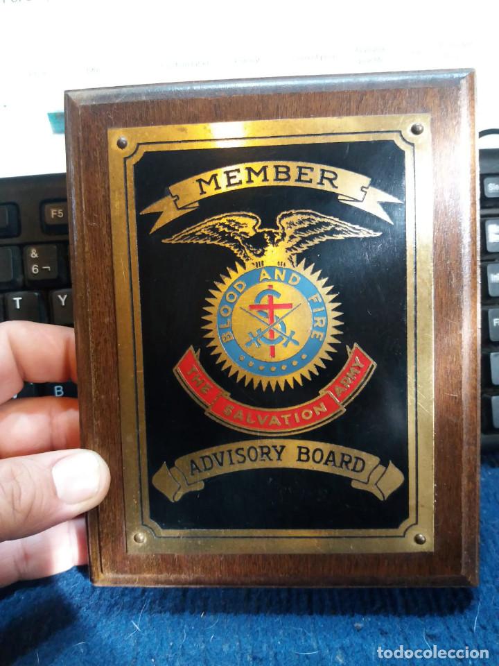 Military Antiques: Placa plaqueta cuadro miembro del ejercito de Salvacion Vintage The salvation army Advisory Board