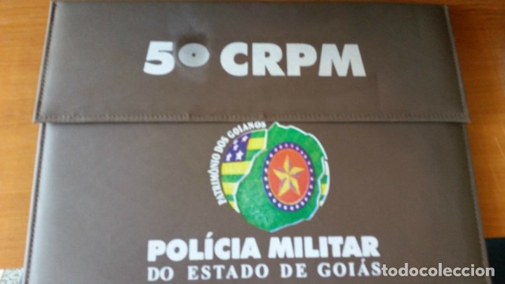 Military Antiques: CARTAPACIO PARA BLOC DE NOTAS TEJIDO PLASTIFICADO.POLICIA MILITAR. ESTADO GOIAS.BRASIL.