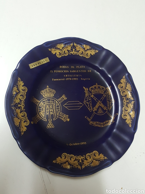 Military Antiques: Plato cer&aacute;mica y oro Bodas de plata sargentos de artilleria