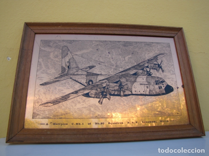 Militaria: Grabado en cobre. H&eacute;rcules CMK 1. Squadron R.A.F. Etchmaster Original. England
