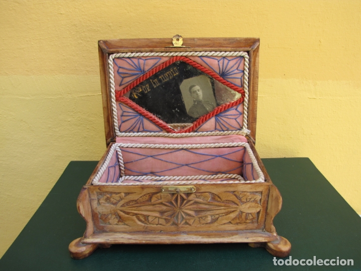 Militaria: Caja Joyero popular recuerdo de tu novio. Soldado Rt&ordm; Ferrocarriles Alfonso XIII