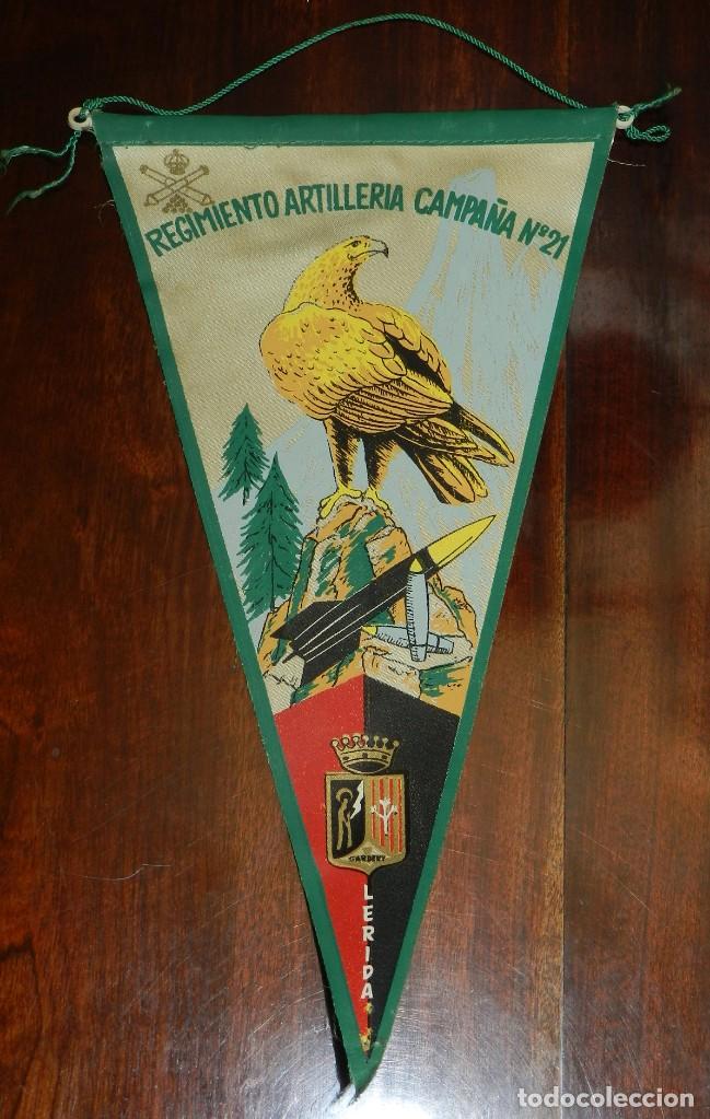 Military Antiques: BANDERIN DEL REGIMIENTO ARTILLERIA CAMPA&Ntilde;A N. 21, LERIDA, MIDE 28,5 CMS.