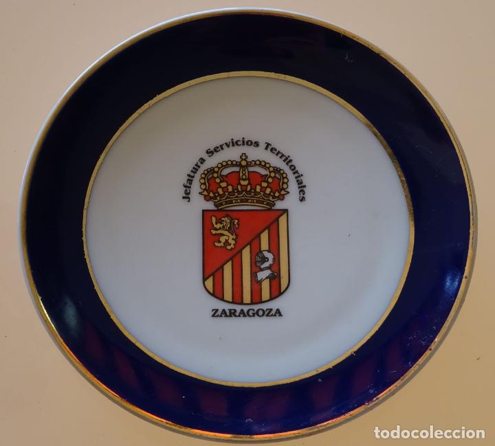 Military Antiques: PLATO CENICERO DE CER&Aacute;MICA MILITAR. JEFATURA DE SERVICIOS TERRITORIALES DE ZARAGOZA. 12CM 120 GR