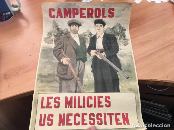 Military Antiques: CAMPEROLS LES MILICIES UN NECESSITEN. CARTEL GUERRA CIVIL (AB-1)