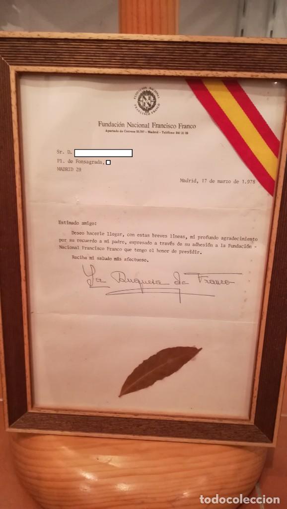 Military Antiques: CUADRO AGRADECIMIENTO FUNDACION NACIONAL FRANCISCO FRANCO. A&Ntilde;O 1978.FIRMADO POR SU HIJA