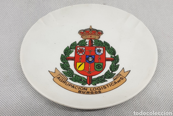 Militaria: Plato cenicero - ceramica - agrupacion logistica n⁰ 5 - burgos - car178