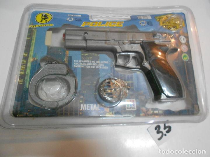 Militaria: ANTIGUA PISTOLA GONHER POLICIA ESCALA REAL GRANDE EN SU BLISTER SIN USAR NUEVA PARA FULMINANTES