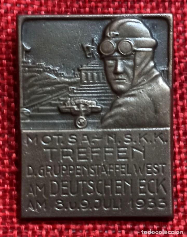 Militaria: MOT. SA. N.S.K.K. Treffen D. Gruppenstaffel West an Deutschen ECK Am 8 &ndash; 9 juli 1933. 40 x 30 mm
