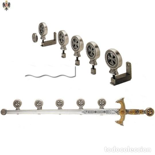 Military Antiques: PERCHERO ESPADA TEMPLARIA KIT CINCO PERCHAS