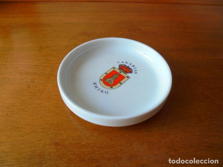 Militaria: ANTIGUO CENICERO CER&Aacute;MICO- PLATO REGIMIENTO MIXTO DE INGENIEROS DE CANARIAS (TENERIFE) YA EXTINGUIDO