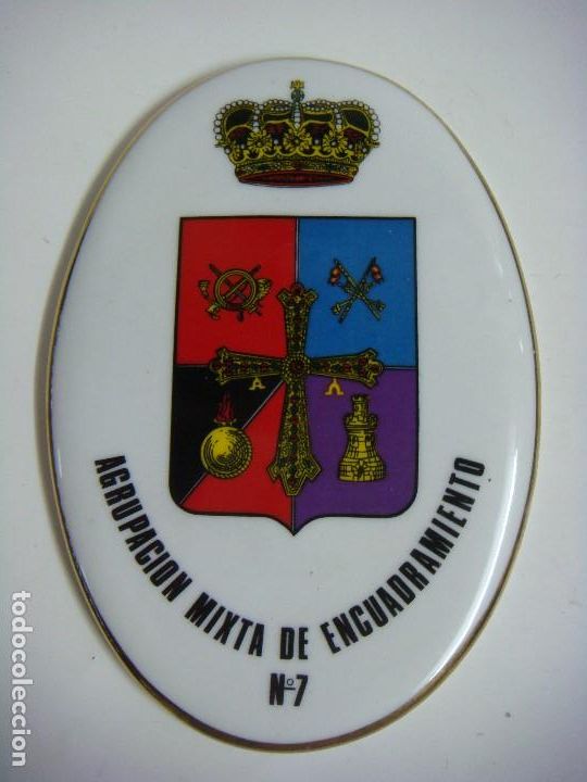 Militaria: PLACA MILITAR EN PORCELANA DE AGRUPACION MIXTA DE ENCUADRAMIENTO N&ordm;-7