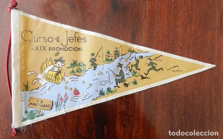 Military Antiques: ANTIGUO BANDERIN MILITAR CURSO DE JEFES XXIX PROMOCION, RIO MANZANARES, MIDE 27,5 CMS.