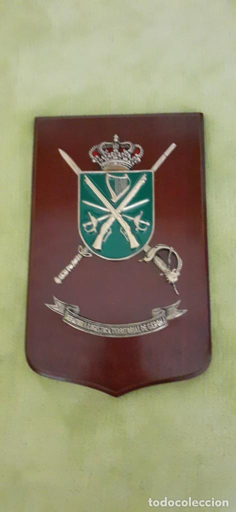 Military Antiques: METOPA MILTAR BRONCE Y MADERA 29 X 17 CM JEFATURA LOGISTICA TERRITORIAL GIRONA