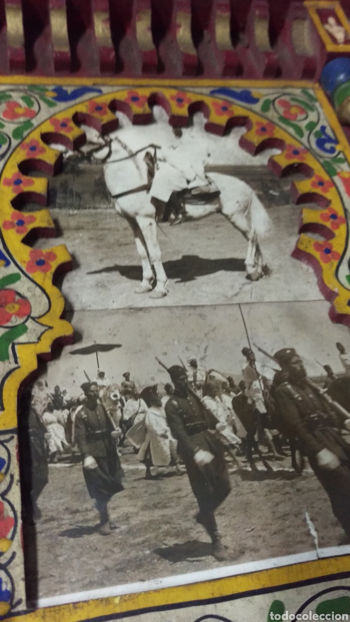 Military Antiques: MUY ANTIGUO PORTAFOTOS CON FOTOGRAFIAS ORIGINALES MADERA POLICROMADA - GUERRA DE AFRICA