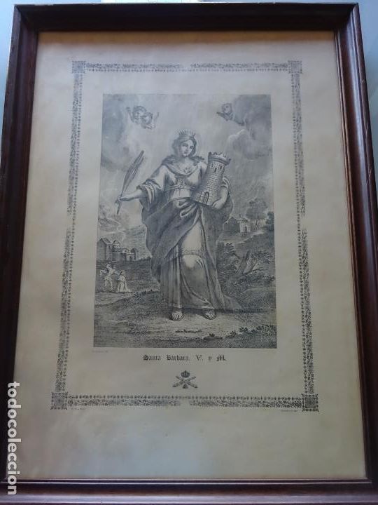 Militaria: GRAN CUADRO MILITAR. MARCAJE A&Ntilde;O 1957. ARTILLER&Iacute;A EJ&Eacute;RCITO ESPA&Ntilde;OL. SANTA B&Aacute;RBARA. 70X53CM. 2,6KG