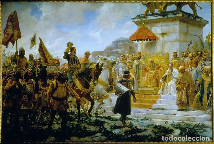 Militaria: L&aacute;mina Cuadro Entrada de Roger de Flor en Constantinopla. Almog&aacute;vares. Reino de Arag&oacute;n