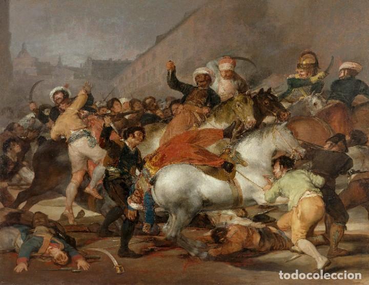 Militaria: L&aacute;mina Cuadro 2 de Mayo en Madrid, carga de los mamelucos. Pintor: Francisco de Goya. 1814. Espa&ntilde;a.
