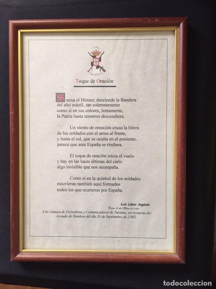 Militaria: Toque de oraci&oacute;n militar CEUTA enmarcado y con dedicatoria