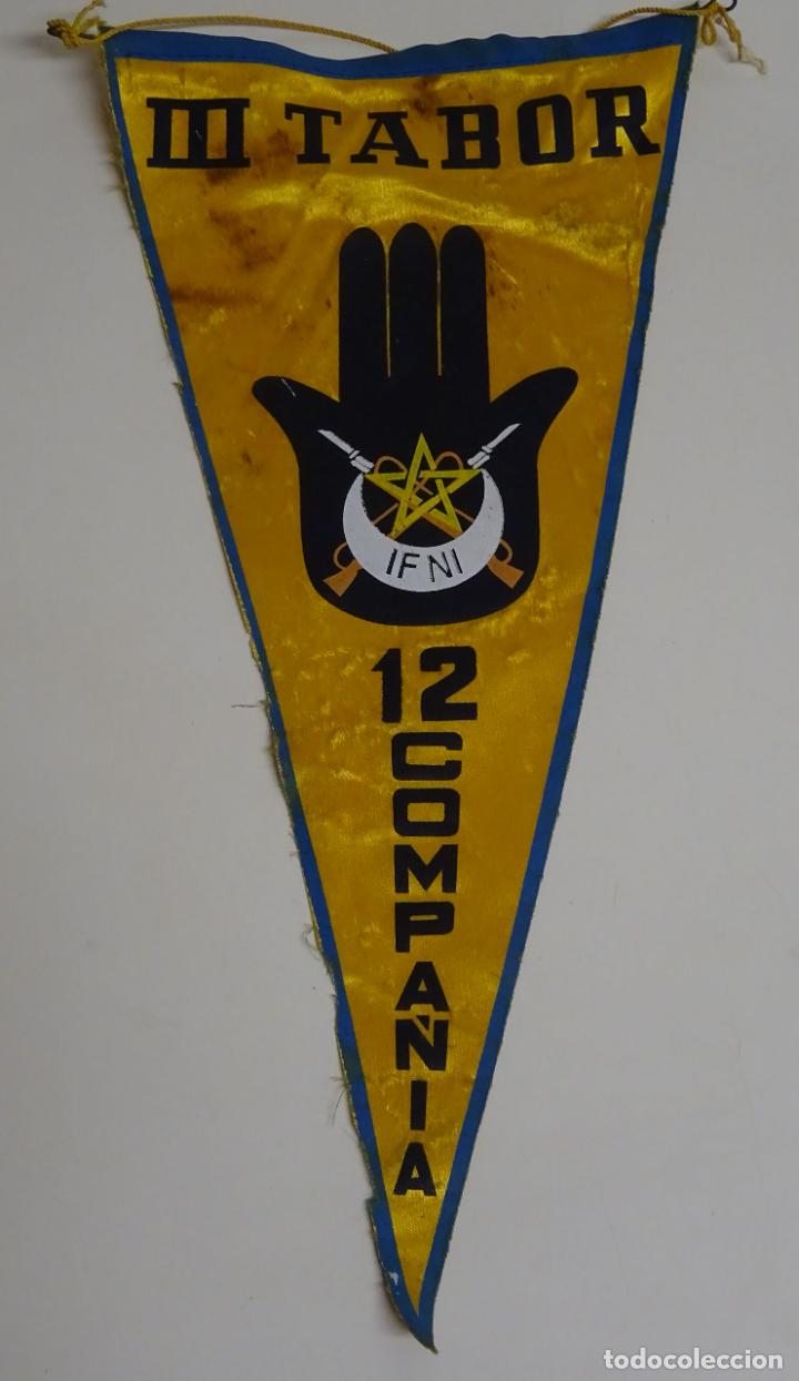 Military Antiques: BANDER&Iacute;N MILITAR. PROTECTORADO ESPA&Ntilde;OL SAHARA IFNI. III TABOR 12 COMPA&Ntilde;&Iacute;A. 37CM