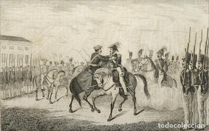 Militaria: L&aacute;mina Cuadro Abrazo de Bergara, Guip&uacute;zcoa. Duque de la Victoria &ndash; General Maroto. Guerras Carlistas
