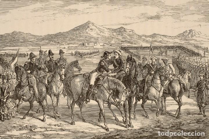 Militaria: L&aacute;mina Cuadro Abrazo de Bergara, Guip&uacute;zcoa. Duque de la Victoria &ndash; General Maroto. Guerras Carlistas