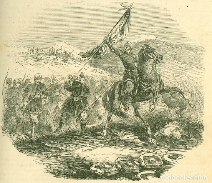 Militaria: L&aacute;mina Cuadro General Prim en la Batalla de Castillejos. Ej&eacute;rcito Espa&ntilde;ol en Marruecos Guerra &Aacute;frica