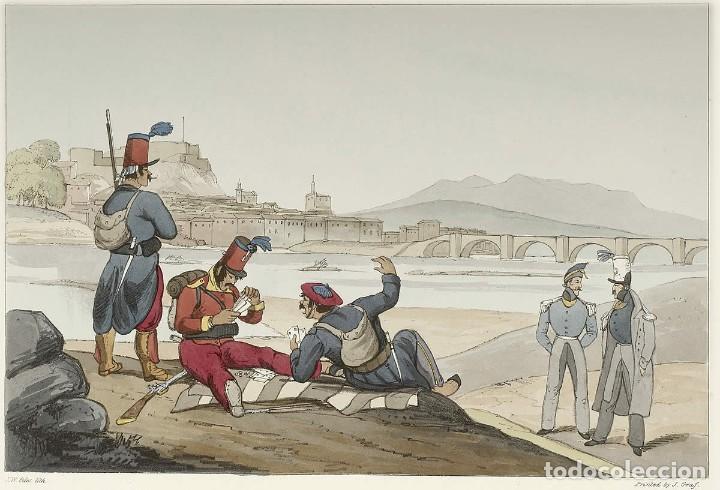 Militaria: L&aacute;mina Cuadro Tropas Carlistas. Guerras Carlistas. Autor: J. W. Giles. Siglo XIX. Espa&ntilde;a. R&eacute;plica