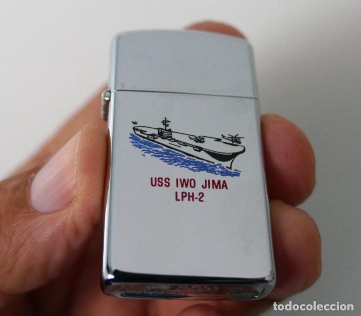 Military Antiques: US NAVY. MECHERO ZIPPO. BUQUE ASALTO ANFIBIO NORTEAMERICANO USS IWO JIMA (LPH-2)