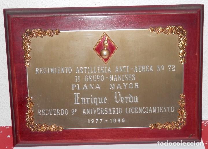 Military Antiques: PLACA DEL REGIMIENTO DE ARTILLERIA ANTI-AEREA N&ordm; 72