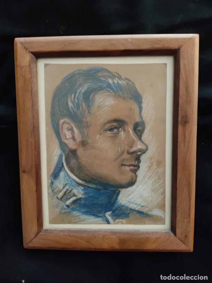 Military Antiques: RETRATO AL PASTEL DE UN OFICIAL DEL REGTO DE CABALLERIA No 17
