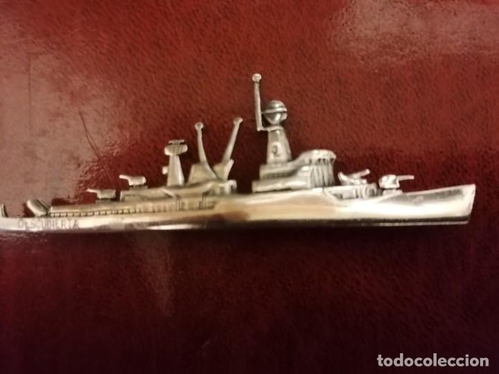 Military Antiques: SILUETA BARCO ARMADA. CORBETA DESCUBIERTA EN PLATA