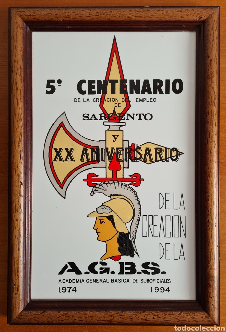 Military Antiques: Cuadro Porcelana 5 Centenario Empleo Sargento XX Aniversario Academia General B&aacute;sica Suboficiales