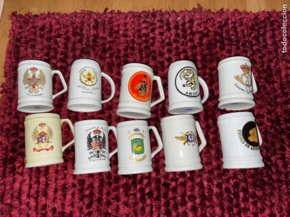 Militaria: Colecci&oacute;n 10 TAZAS MILITARES CIR VILLAVICIOSA 121 ESCUADR&Oacute;N ROTA AMIGO INFANTER&Iacute;A
