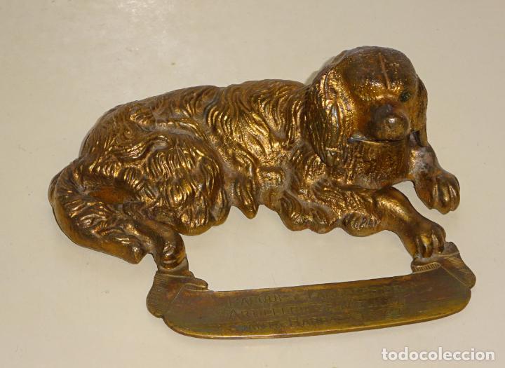 Militaria: FIGURA DE BRONCE MILITAR. MELILLA A&Ntilde;O 1978 PERRO. PARQUE TALLERES DE ARTILLER&Iacute;A. 12CM. 550GR