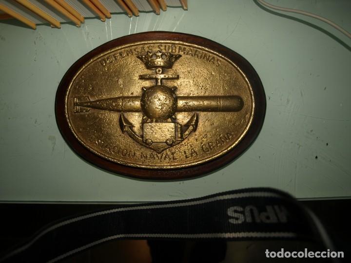 Military Antiques: CHAPA MILITAR DEFENSAS SUBMARINAS ESTACION NAVAL LA GRA&Ntilde;A, en bronce