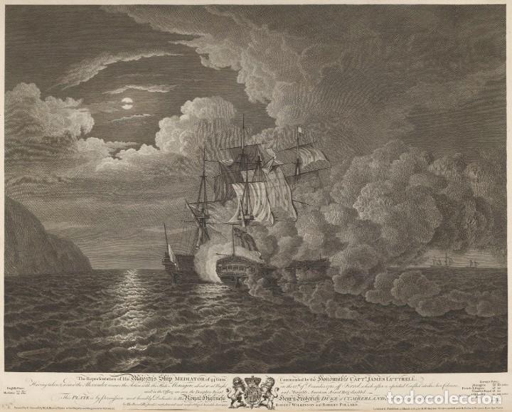 Militaria: R&Eacute;PLICA L&aacute;mina Batalla Naval de Ferrol, La Coru&ntilde;a, Galicia. Espa&ntilde;a - Inglaterra 1782. Guerra Anglo H