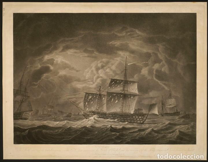 Militaria: R&Eacute;PLICA L&aacute;mina Batalla de Trafalgar, C&aacute;diz, Andaluc&iacute;a. Espa&ntilde;a - Inglaterra 1805 Guerra Anglo Hispana