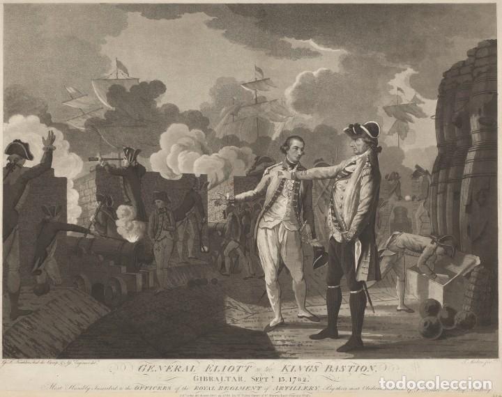 Militaria: R&Eacute;PLICA L&aacute;mina Sitio de Gibraltar, C&aacute;diz, Andaluc&iacute;a. Espa&ntilde;a - Inglaterra 1782. Guerra Anglo Hispana.