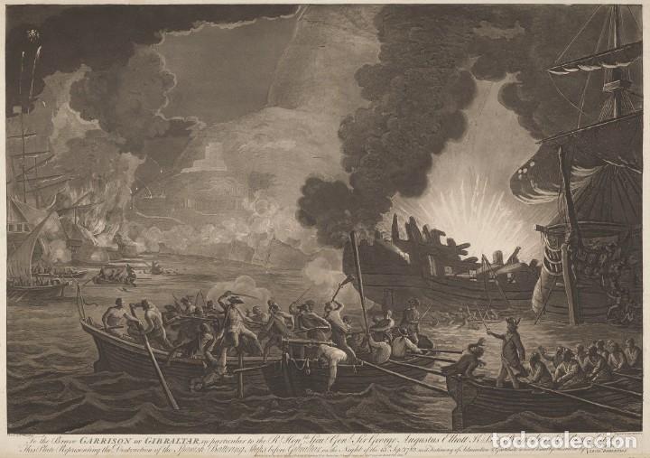 Militaria: R&Eacute;PLICA L&aacute;mina Sitio de Gibraltar, C&aacute;diz, Andaluc&iacute;a. Espa&ntilde;a - Inglaterra 1782. Guerra Anglo Hispana.