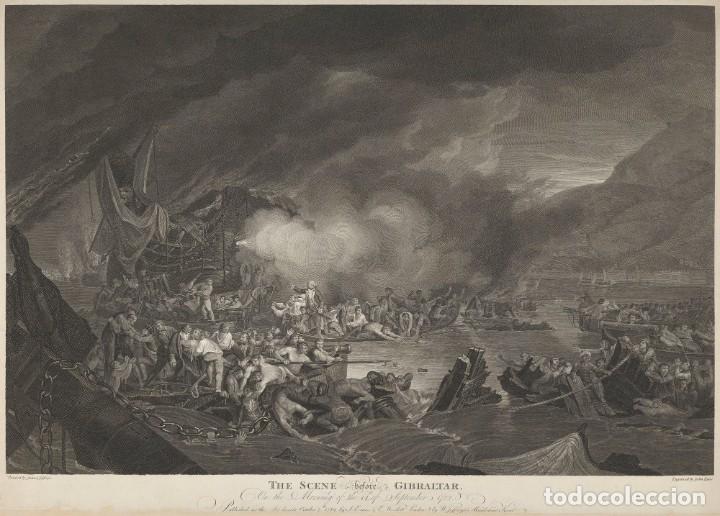 Militaria: R&Eacute;PLICA L&aacute;mina Sitio de Gibraltar, C&aacute;diz, Andaluc&iacute;a. Espa&ntilde;a - Inglaterra 1782. Guerra Anglo Hispana.