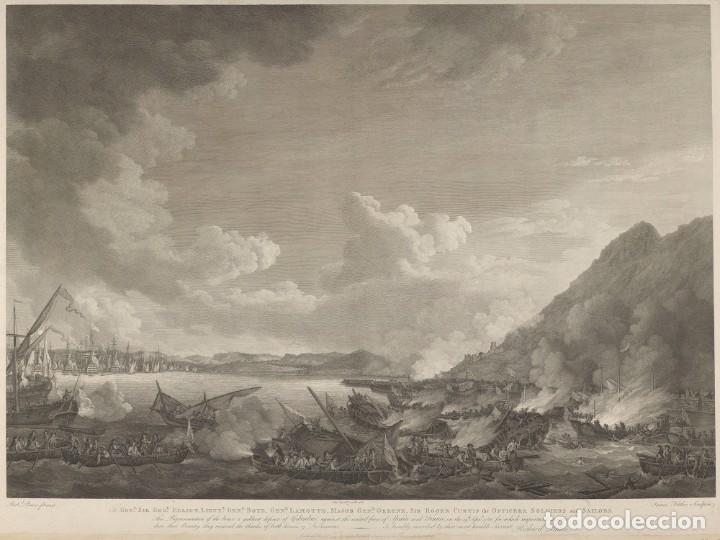 Militaria: R&Eacute;PLICA L&aacute;mina Sitio de Gibraltar, C&aacute;diz, Andaluc&iacute;a. Espa&ntilde;a - Inglaterra 1782. Guerra Anglo Hispana.