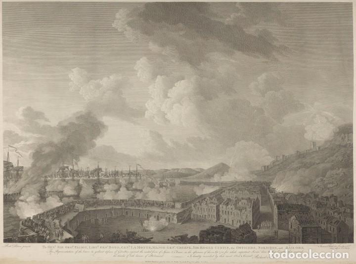 Militaria: R&Eacute;PLICA L&aacute;mina Sitio de Gibraltar, C&aacute;diz, Andaluc&iacute;a. Espa&ntilde;a - Inglaterra 1782. Guerra Anglo Hispana.