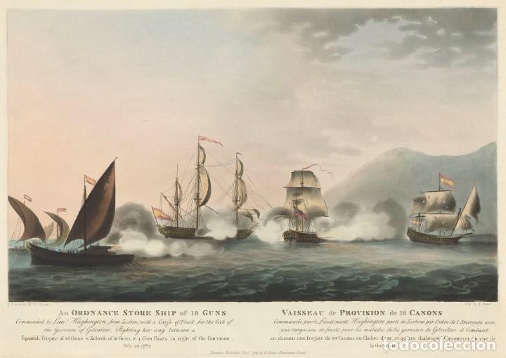 Militaria: R&Eacute;PLICA L&aacute;mina Sitio de Gibraltar, C&aacute;diz, Andaluc&iacute;a. Espa&ntilde;a - Inglaterra 1782. Guerra Anglo Hispana.